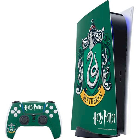 Skinit Decal Gaming Skin Compatible with PS5 Bundle - Officially Licensed Wizarding World Harry Potter Slytherin House Crest Design