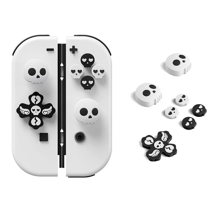 JEMDO Halloween Cross D-Pad Button Caps Set Joystick Cover Cool Switch Thumb Grip Caps Compatible with Nintendo Switch/OLED/Lite Soft Silicone ABXY Key Buttons Joystick Cap Covers Accessories