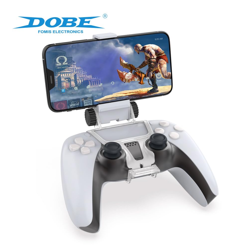 DOBE PS5 Controller Mobile Gaming Clip - Adjustable Phone Mount for Dualsense Controller - Model TP5-0527B - White