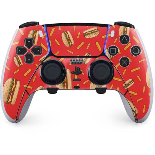 Skinit Decal Gaming Skin Compatible with PS5 DualSense Edge Pro Controller - Burgers and Fries Design