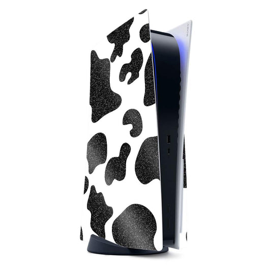 MightySkins Glossy Glitter Gaming Skin for PS5 / PlayStation 5 - Cow Print | Durable High-Gloss Glitter Finish | Easy to Apply and Change Style | Made in The USA