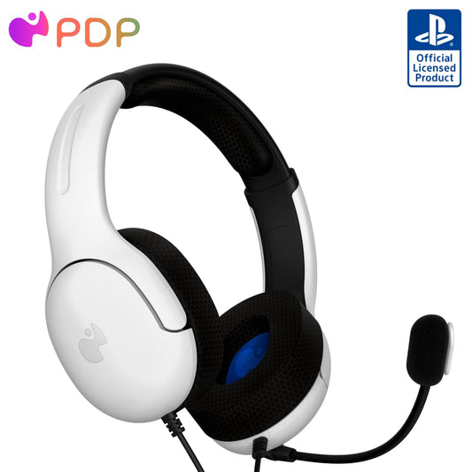 PDP AIRLITE Wired Headset - Lightweight Noise-Canceling Mic, Frost White, 3.5mm Jack, Model 051-108-NA-WH, Officially Licensed for PS