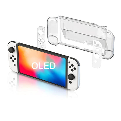 GSRYPC Protective Case Cover for Nintendo Switch OLED 2021 - Crystal Clear, 5 in 1 Joy-Con Controller Compatible
