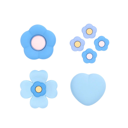 GeekShare Cross D-Pad Button Caps Thumb Grips Set Silicone ABXY Key Buttons Sticker Compatible with Switch/OLED Joy Con (Blue & Purple)