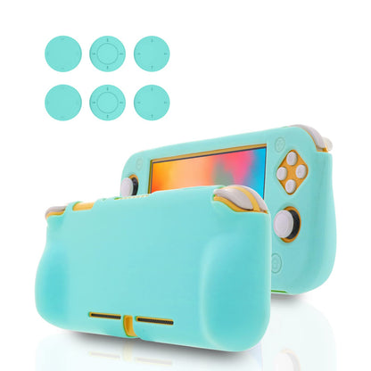 HEATFUN Silicone Case for Nintendo Switch Lite with Screen Protector, 6 Thumb Grips - Animal Crossing Blue
