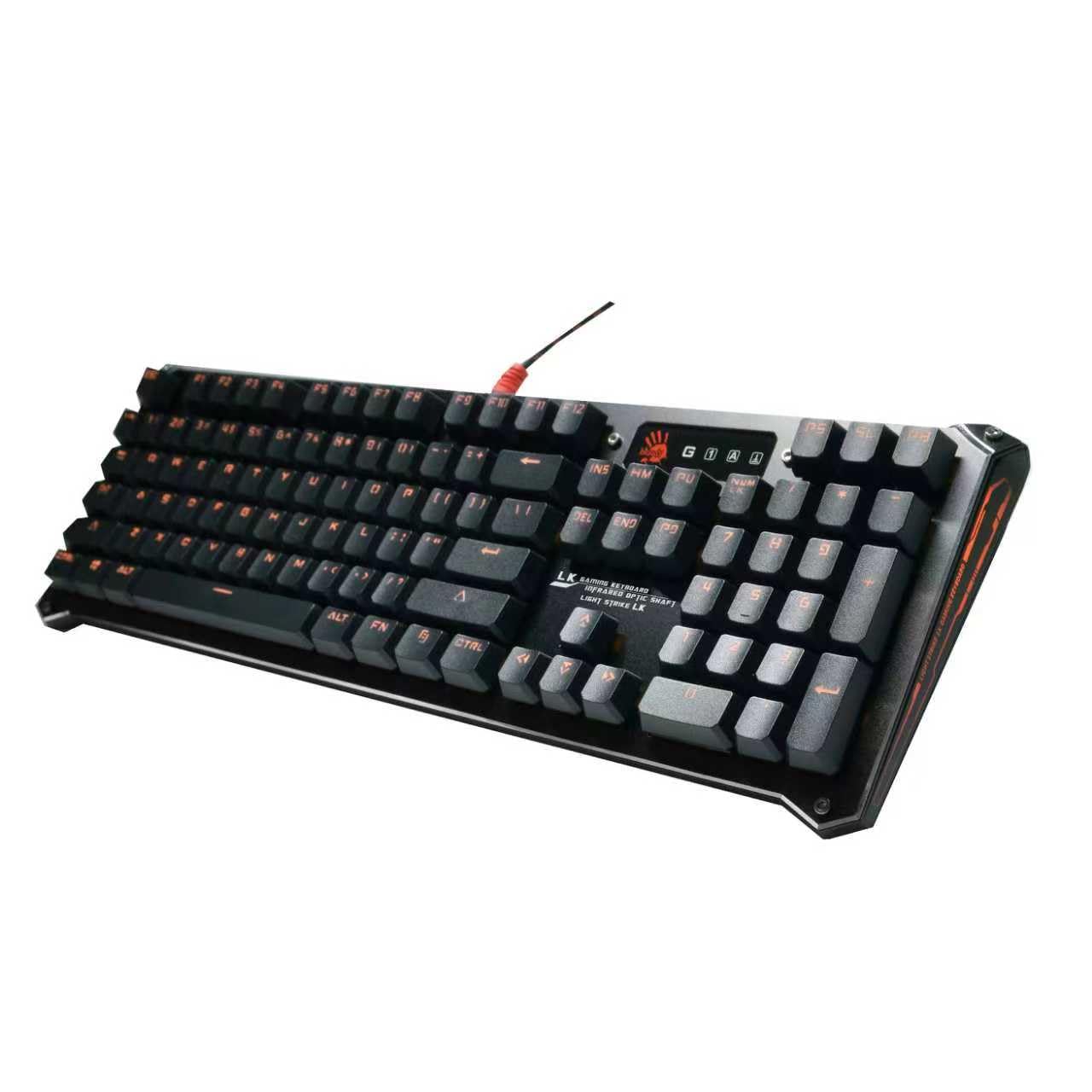 Bloody Light Strike LK Optical Gaming Keyboard - Orange LED, LK Blue Switch, Full Size, Black (Model B840)