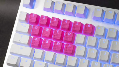 Big Chic Rubber Gaming Backlit Keycaps Set for Cherry MX Keyboards, Neon Pink, Includes Key Puller, Model 4718539007884