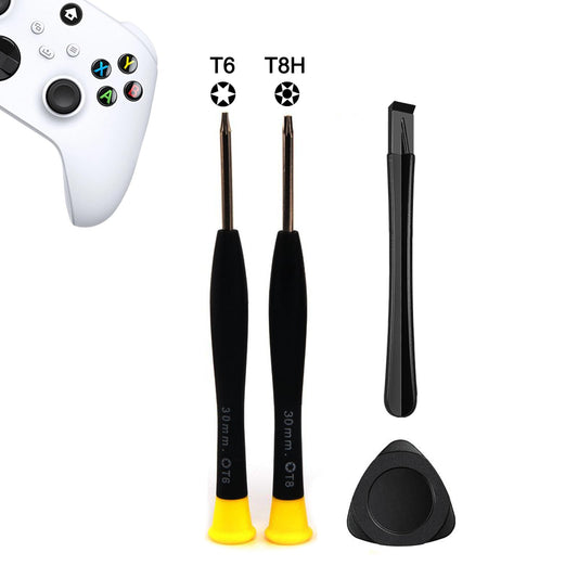 Cleaning Repair Tool Kit for Xbox One  Elite 1  Elite 2  360  One S  Series S/X Controller with Paddles  Torx Security Screwdriver Set T6 T8H  Plastic Safe Pry Bar  Triangle Paddle  Spare Part(Xbox-4)