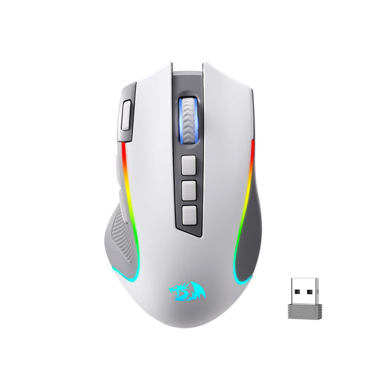 Redragon M612 PRO RGB Gaming Mouse - 8000 DPI, Wired/Wireless, 9 Programmable Buttons, 7 Backlit Modes, Gray