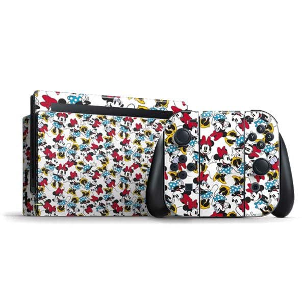 Skinit Decal Gaming Skin Compatible with Nintendo Switch Bundle - Officially Licensed Disney Minnie Mouse Rockin Minnie Pattern Design