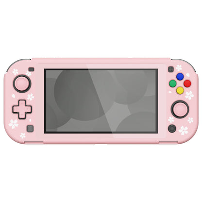 PlayVital ZealProtect Case for Nintendo Switch Lite, Hard Shell Ergonomic Grip, Screen Protector & Caps, Cherry Blossoms Petals
