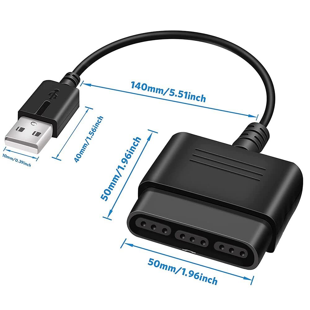 vienon PS2 Controller to USB Adapter, 2 Pack for PS1/PS2/PS3/PC, Model SBTJ001, No Driver Needed