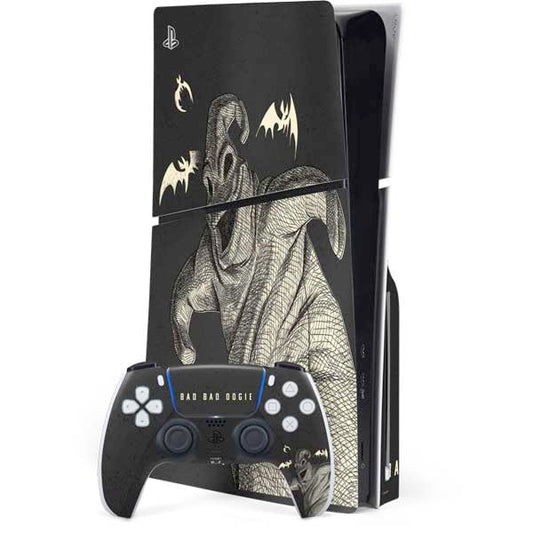 Skinit Decal Gaming Skin Compatible with PS5 Slim Disk Bundle - Officially Licensed Disney The Nightmare Before Christmas Bad Bad Oogie Design