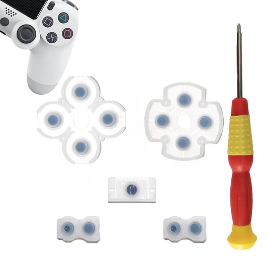 1 Set Silicone Conductive Rubber Pads Replacement for Playstation 4 PS4 Controller Parts for JDM-020 Dualshock 4 L1 R1 L2 R2 Adhesive Button Changing Keypad Repair Replacement Part Tool Kit (020)