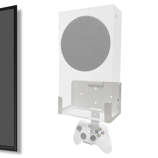 ALIENERGY Wall Mount for Xbox Series S - Alloy Steel Bracket Kit, Console & Controller Holder, XSS Size, Fits Behind/On Wall