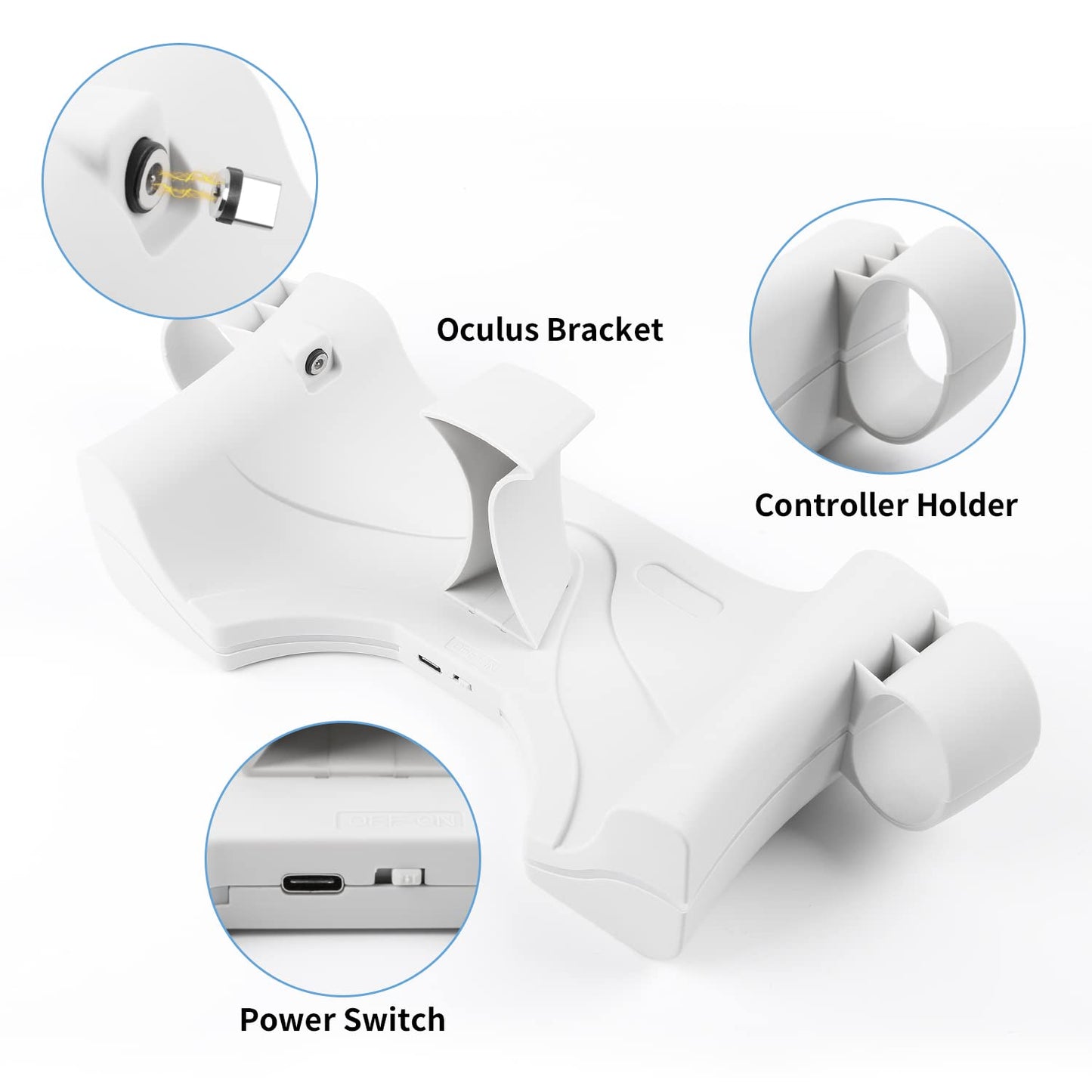 VeeR Quest 2 Charging Dock - VR Headset Stand, USB-C Wall Mount Charger, White, Model CD0809