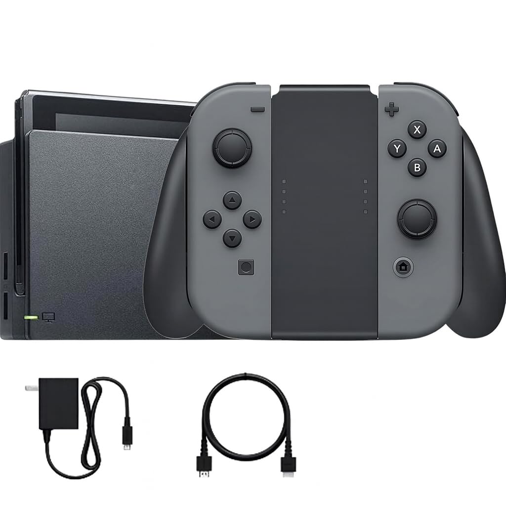 Nintendo Switch with Black and Gray Joy-Con with Dock  High Speed HDMI Cable (Renewed)