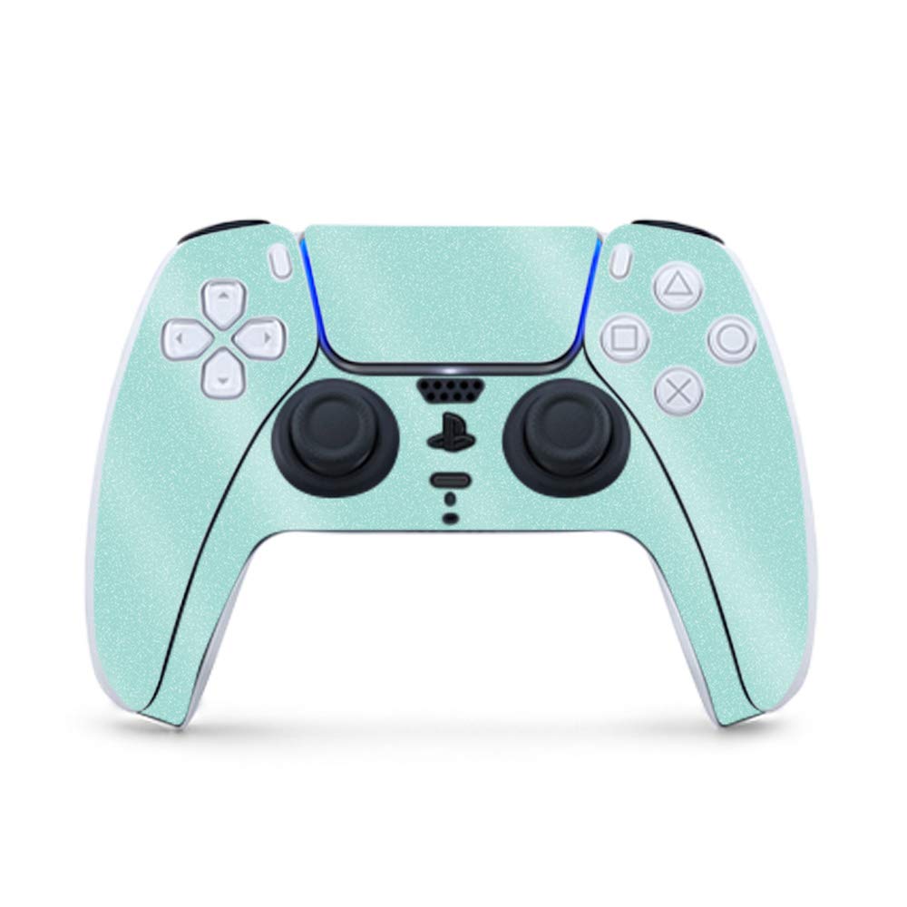 MightySkins Glossy Glitter Gaming Skin for PS5 / PlayStation 5 Controller - Solid Seafoam | Durable High-Gloss Glitter Finish | Easy to Apply and Change Style | Made in The USA