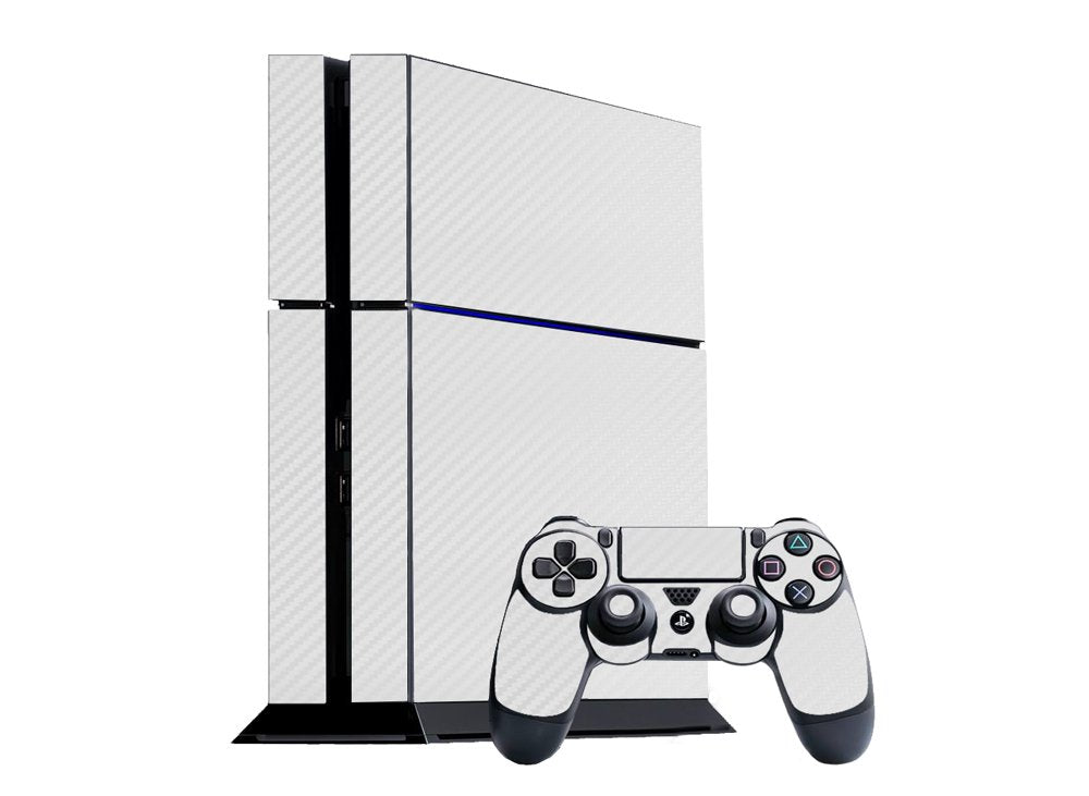 3D Carbon Fiber White - Air Release Vinyl Decal Mod Skin Kit by System Skins - Compatible with PlayStation 4 Console (PS4)