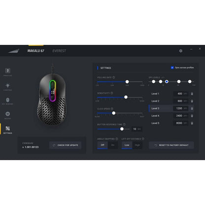 Mountain Makalu 67 RGB Gaming Mouse - PixArt PAW3370 Sensor, Lightweight Design, 100% PTFE Feet, Black