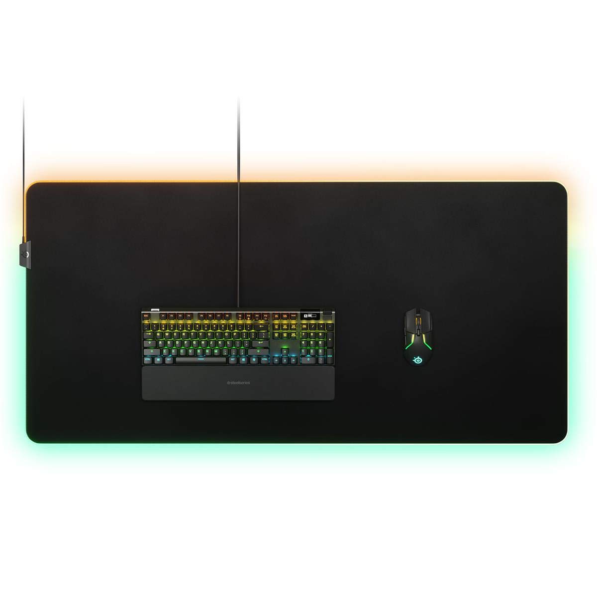 SteelSeries QcK Prism RGB Gaming Mouse Pad - 3XL Cloth - Classic Black - Optimized for Gaming Sensors - Model 63512