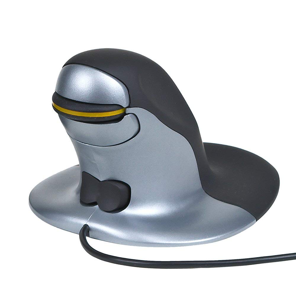 Posturite Penguin Wired Ambidextrous Ergonomic Mouse - Vertical High Precision Computer and Laptop Accessory - Compatible with W