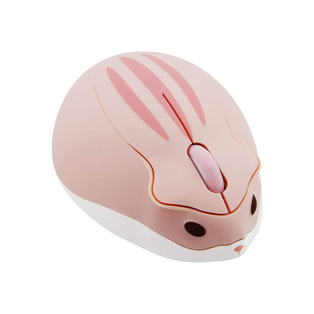 2.4GHz Wireless Mouse Cute Hamster Shape Less Noice Portable Mobile Optical 1200DPI USB Mice Cordless Mouse for PC Laptop Computer Notebook MacBook Gaming Kids Girl Men Women Adults Gift (Pink)