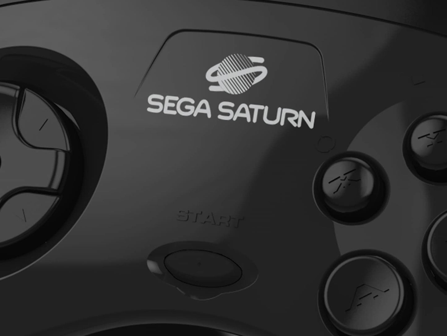 Retro-Bit Sega Saturn USB Controller Pad - Black for Genesis Mini, PS3, PC, Mac, Steam, Switch