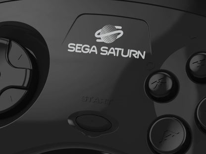 Retro-Bit Sega Saturn USB Controller Pad - Black for Genesis Mini, PS3, PC, Mac, Steam, Switch