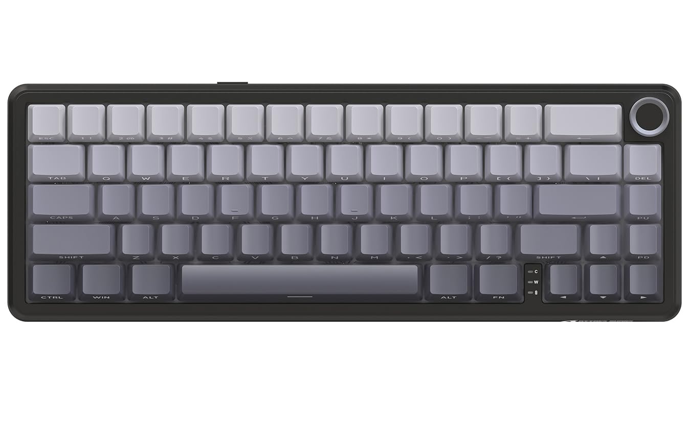 MAMBASNAKE Attack shark design X66 Gasket Wireless Mechanical Keyboard with Volume Knob 60% Bluetooth/2.4GHz/Wired Gaming Keyboard RGB Backlit Side Printed PBT Keycaps 66 Keys Hot Swappable for PC/MAC Black