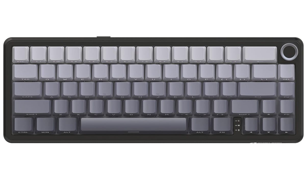MAMBASNAKE Attack shark design X66 Gasket Wireless Mechanical Keyboard with Volume Knob 60% Bluetooth/2.4GHz/Wired Gaming Keyboard RGB Backlit Side Printed PBT Keycaps 66 Keys Hot Swappable for PC/MAC Black