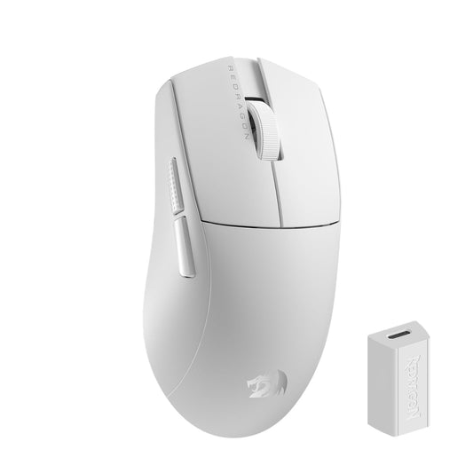 Redragon M916 PRO Wireless Gaming Mouse - 4K Polling Rate, 26K DPI, Ergonomic Grip, Ultra-Light, White
