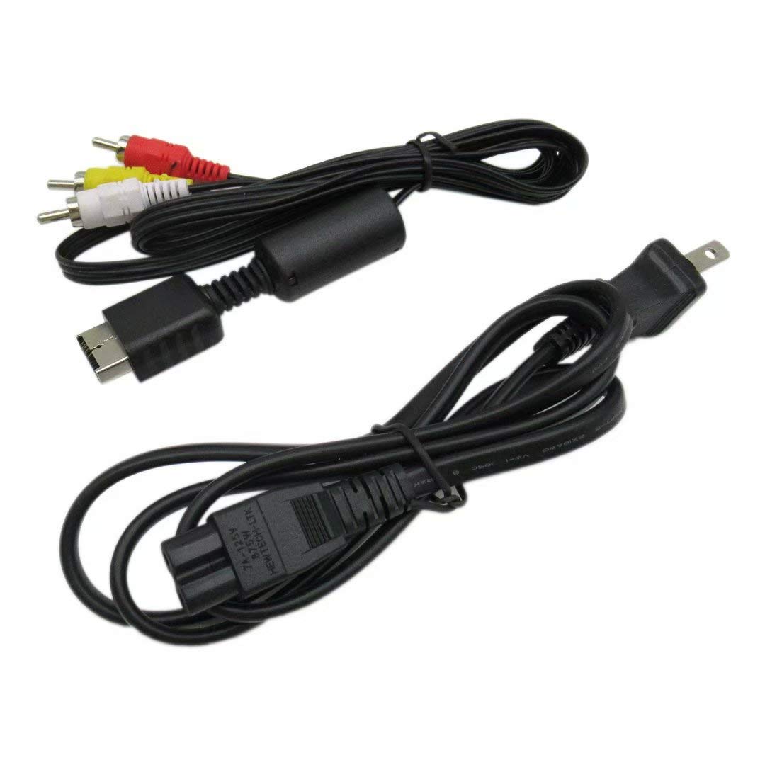 FOR PHAT FAT PS2 Playstation 2 Hookup Connection Kit Power Cord Regular AV Cable
