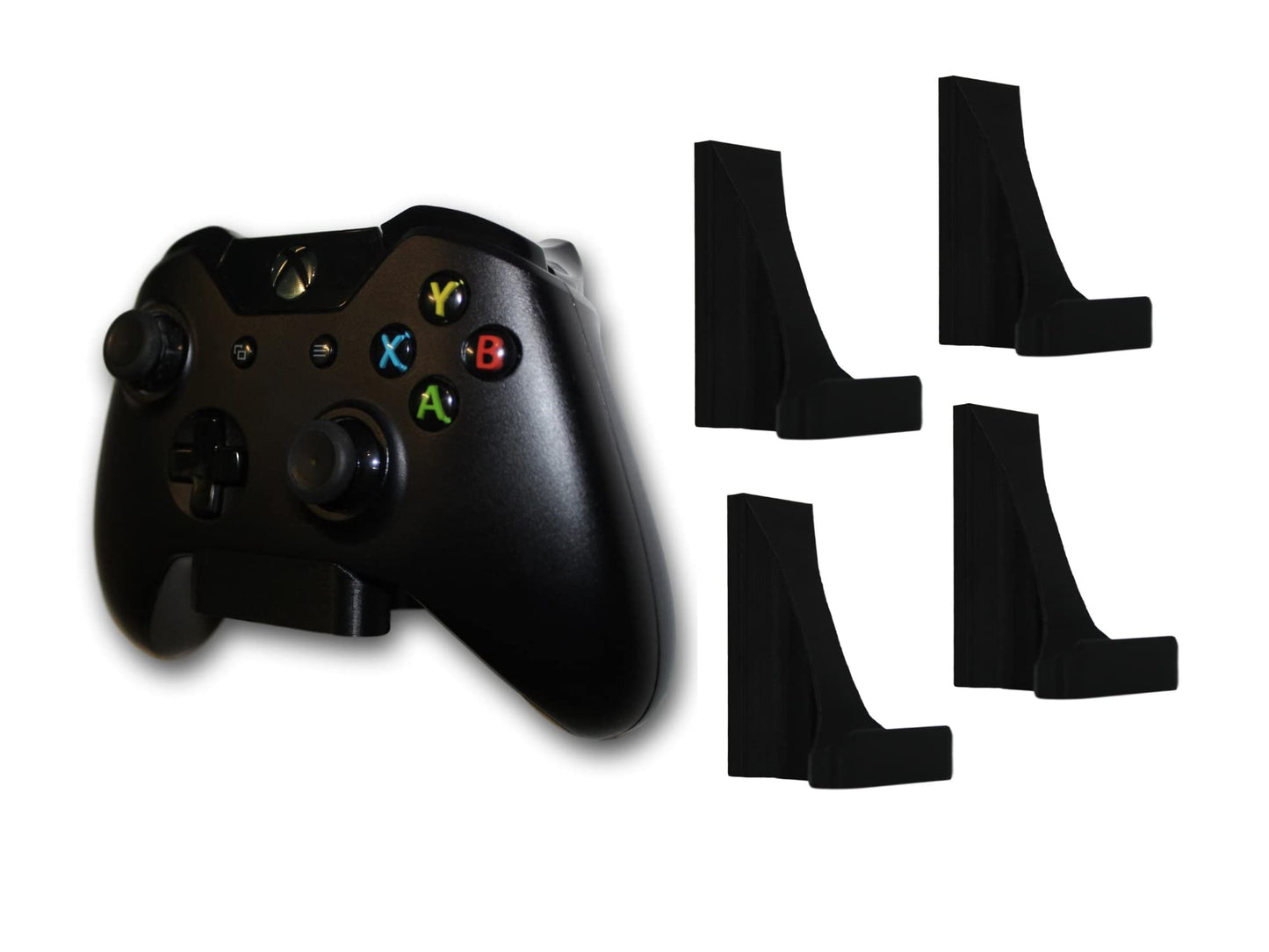 3DLASERSLAB Damage-Free Controller Wall Mount Kit for Xbox One (4 Pack  Black)  Microsoft  Easy Install  3M Command Strip Included (Black  4)