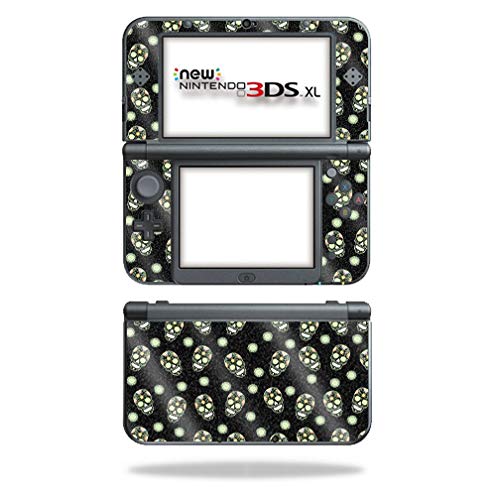 MightySkins Glossy Glitter Skin for Nintendo New 3DS XL (2015) - Glowing Skulls | Protective  Durable High-Gloss Glitter Finish | Easy to Apply  Remove  and Change Styles | Made in The USA