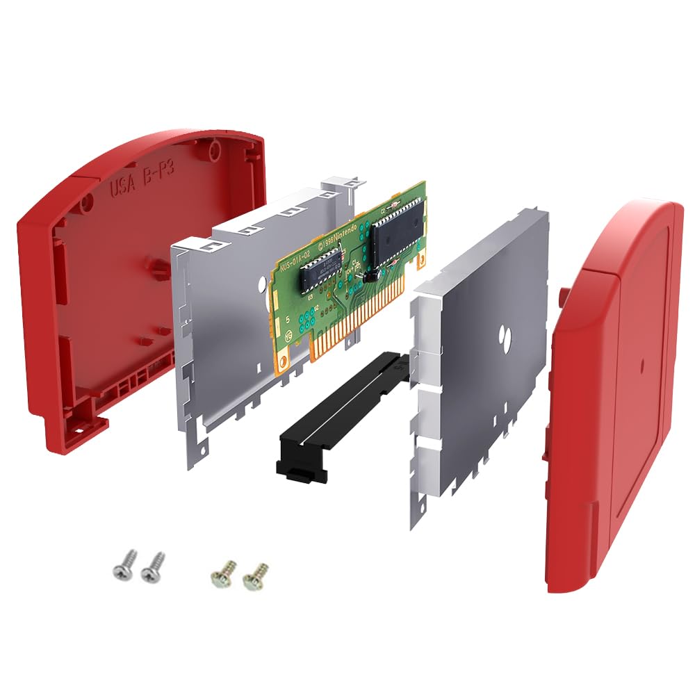 N64 Replacement Game Shell Compatible with Nintendo N64  Fire Red DIY Housing Case with Screws  N64 Replacement Case Part Accessories DIY Fix N64 - Funtastic Power Edition