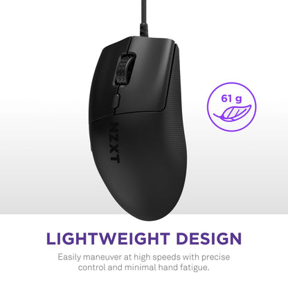 NZXT Lift 2 Ergo Wired Gaming Mouse - 61g, 26K DPI, 8K Polling Rate, Optical Switches, Black, Model MS-001NB-01
