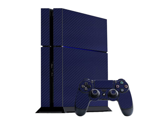 3D Carbon Fiber Navy Blue - Air Release Vinyl Decal Mod Skin Kit by System Skins - Compatible with PlayStation 4 Console (PS4)