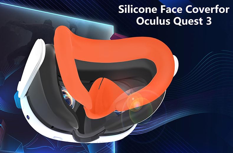 Generic Silicone Face Cover for Meta Quest 3 - Anti-Sweat Ventilated Design - Orange