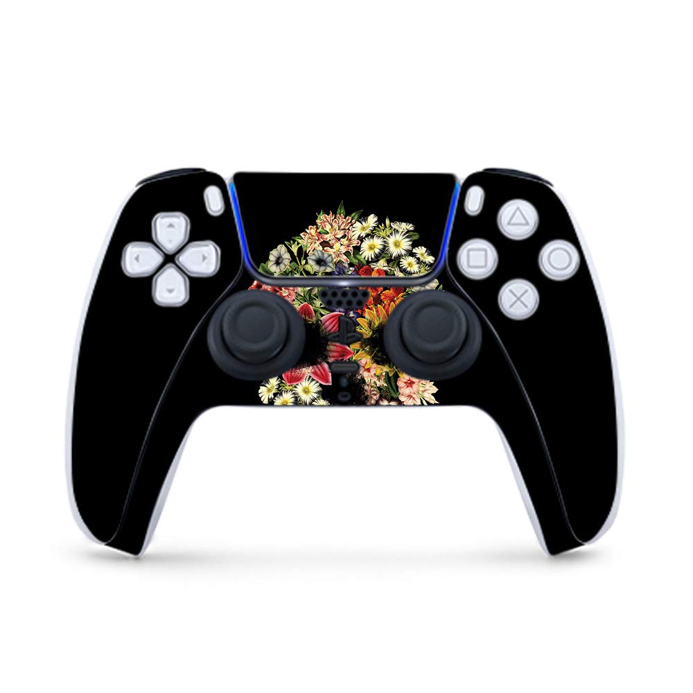 MightySkins Gaming Skin for PS5 / Playstation 5 Controller - Floral Skull | Protective Viny wrap | Easy to Apply and Change Style | Made in The USA