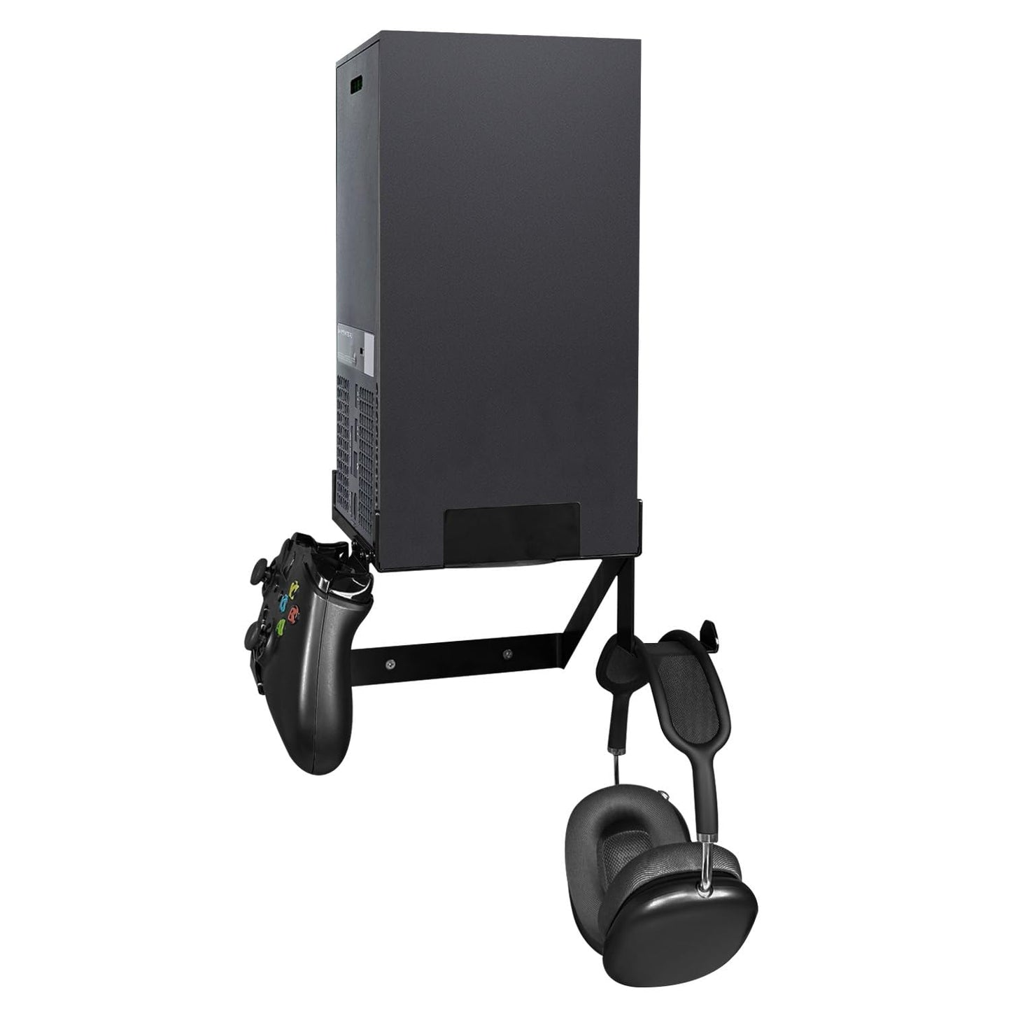 Chanvoo Metal Vertical Wall Mount Compatible with Xbox Series X  Securing Wall Bracket with Detachable Controller & Headphone Holder Kit