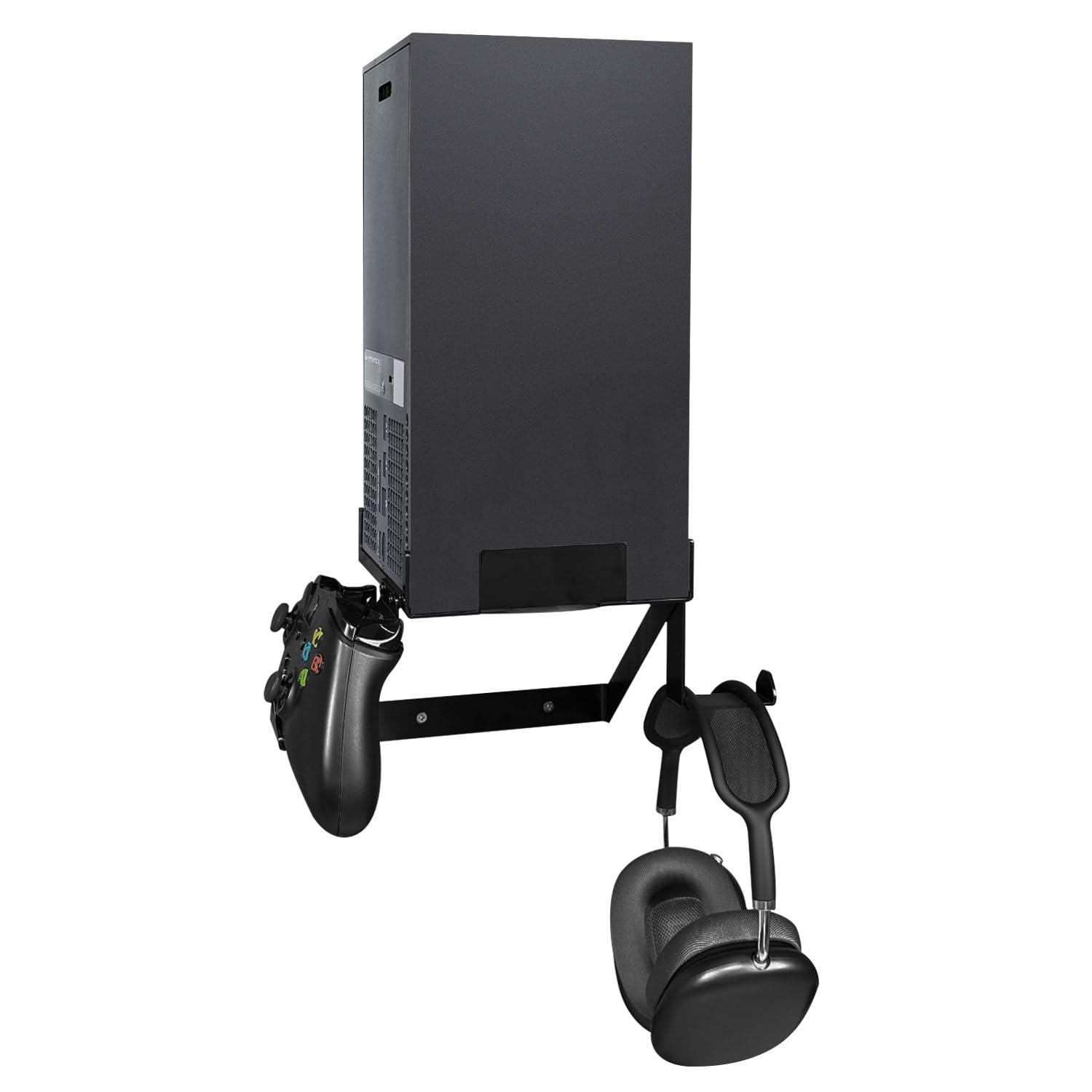 Chanvoo Metal Vertical Wall Mount Compatible with Xbox Series X  Securing Wall Bracket with Detachable Controller & Headphone Holder Kit
