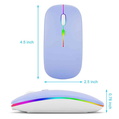 UrbanX Rechargeable Wireless Mouse, 2.4GHz & Bluetooth, RGB LED Lavender Purple, Model UXM030 for Laptop/PC/Mac/Tablet