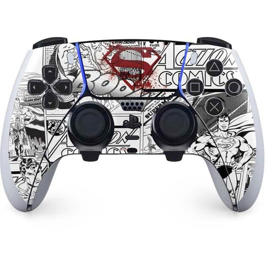 Skinit Decal Gaming Skin Compatible with PS5 DualSense Edge Pro Controller - Officially Licensed DC Comics Superman Comic Pattern Logo in Red Design