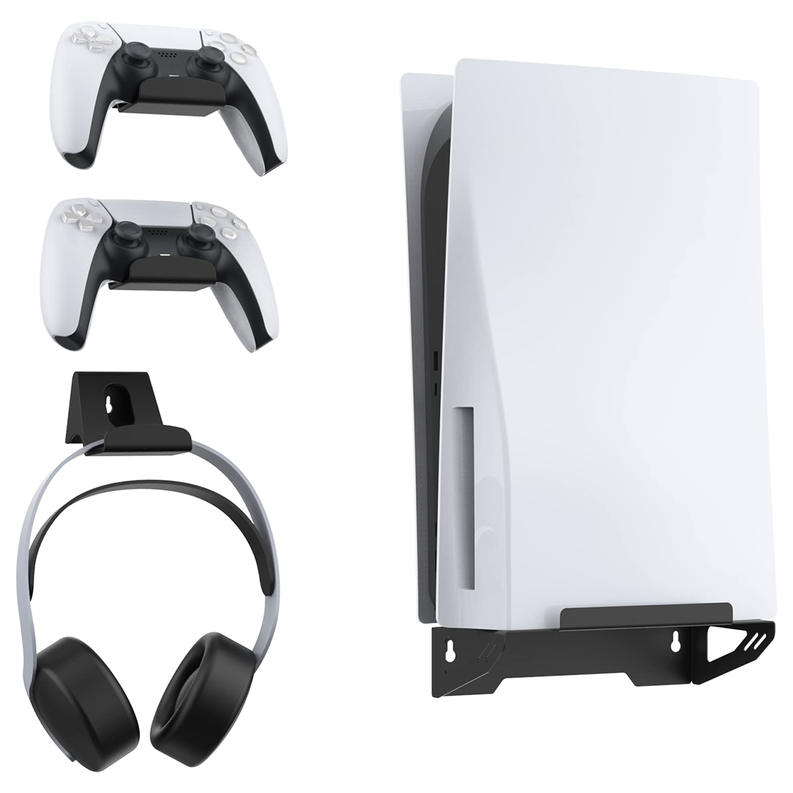 NexiGo Wall Mount Set for PlayStation 5 (Disc & Digital), [Space Saving & Improved Airflow] Sturdy Steel Wall Stand Holder Mount