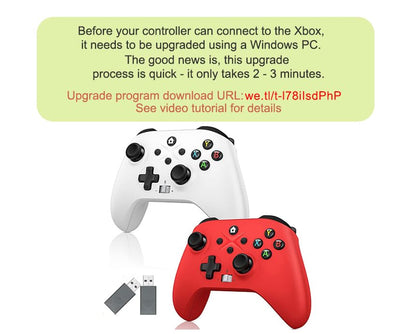 Nonbliep Xbox Controller 2 Pack - Wireless, Dual Vibration, 3.5mm Audio Jack, Turbo, 2.4GHz Adapter, White+Red