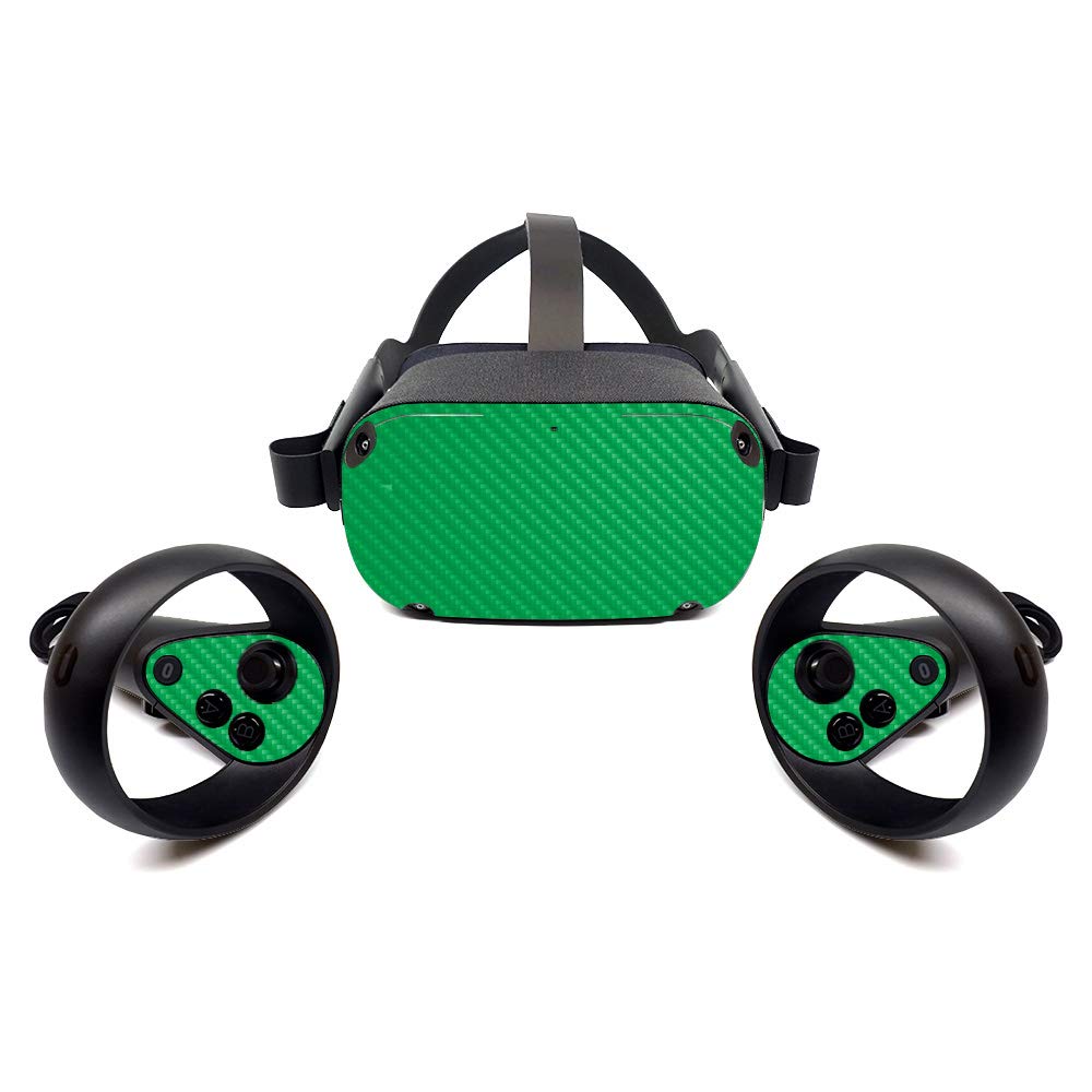 MightySkins Carbon Fiber Skin for Oculus Quest - Green | Protective  Durable Textured Carbon Fiber Finish | Easy to Apply  Remove  and Change Styles | Made in The USA  Model: CF-OCQU-Solid Green