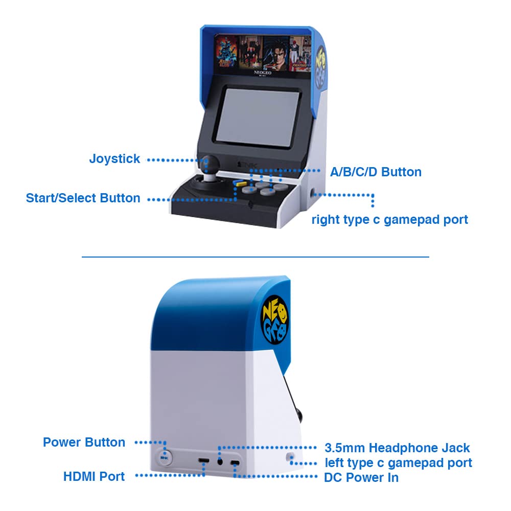 UNICO NEOGEO Mini Arcade - 40 Classic SNK Games, 3.5” LCD Screen, HDMI, 2 Gamepad Ports, International Version