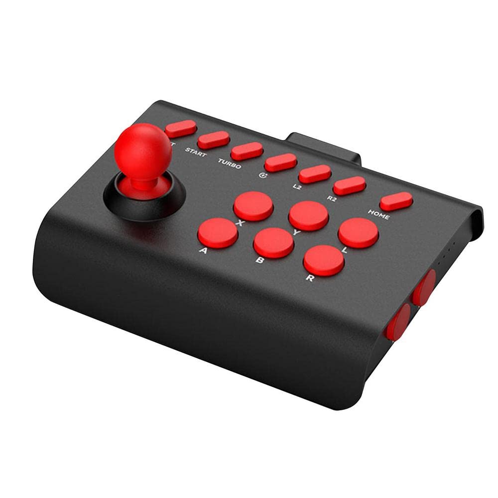 Arcade Fight Stick Joystick For PS4/PS3/PC,Game Controller Fighting Joystick with Turbo & Macro Functions (black red)