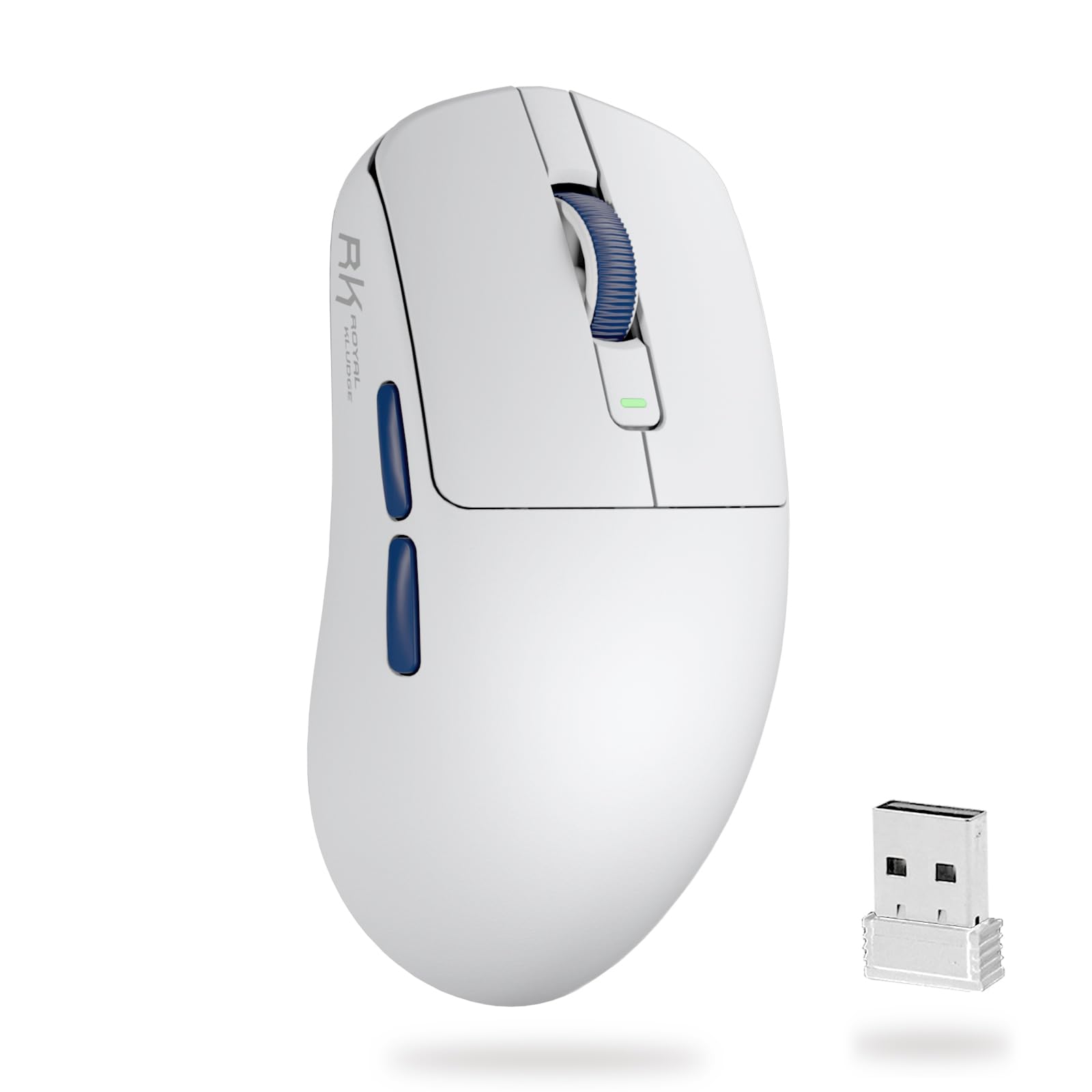RK ROYAL KLUDGE RK M30 Wireless Gaming Mouse - 24000 DPI, Ultra-Lightweight 43g, 5 Programmable Buttons, White, Bluetooth/USB-C